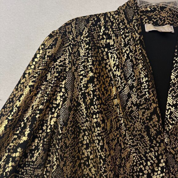 Michael Kors shirt‎ top women 2X metallic gold black snake skin balloon party - Picture 3 of 7